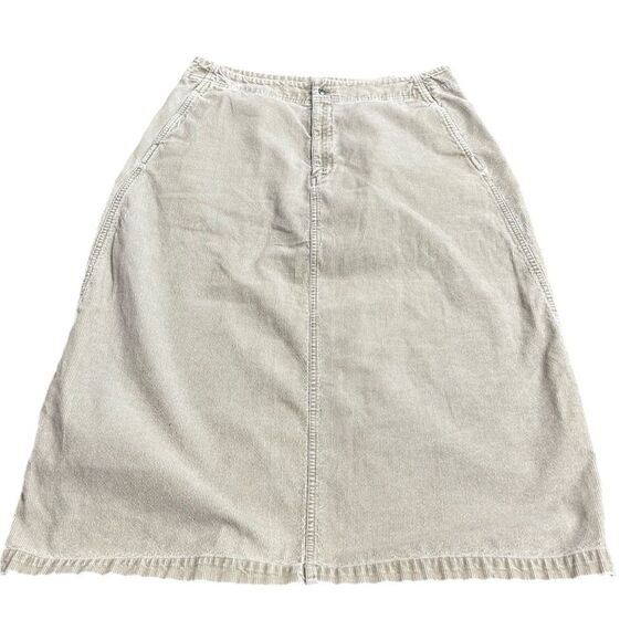 Eddie Bauer Womens 18Petite Corduroy Long Skirt Tan 100% Cotton Modest Back Slit - Picture 1 of 15